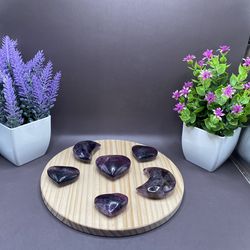Hand carved amethyst, heart and moon bundle. 280 g total carving sizes are from 1.2 inches to 2.2 inches.