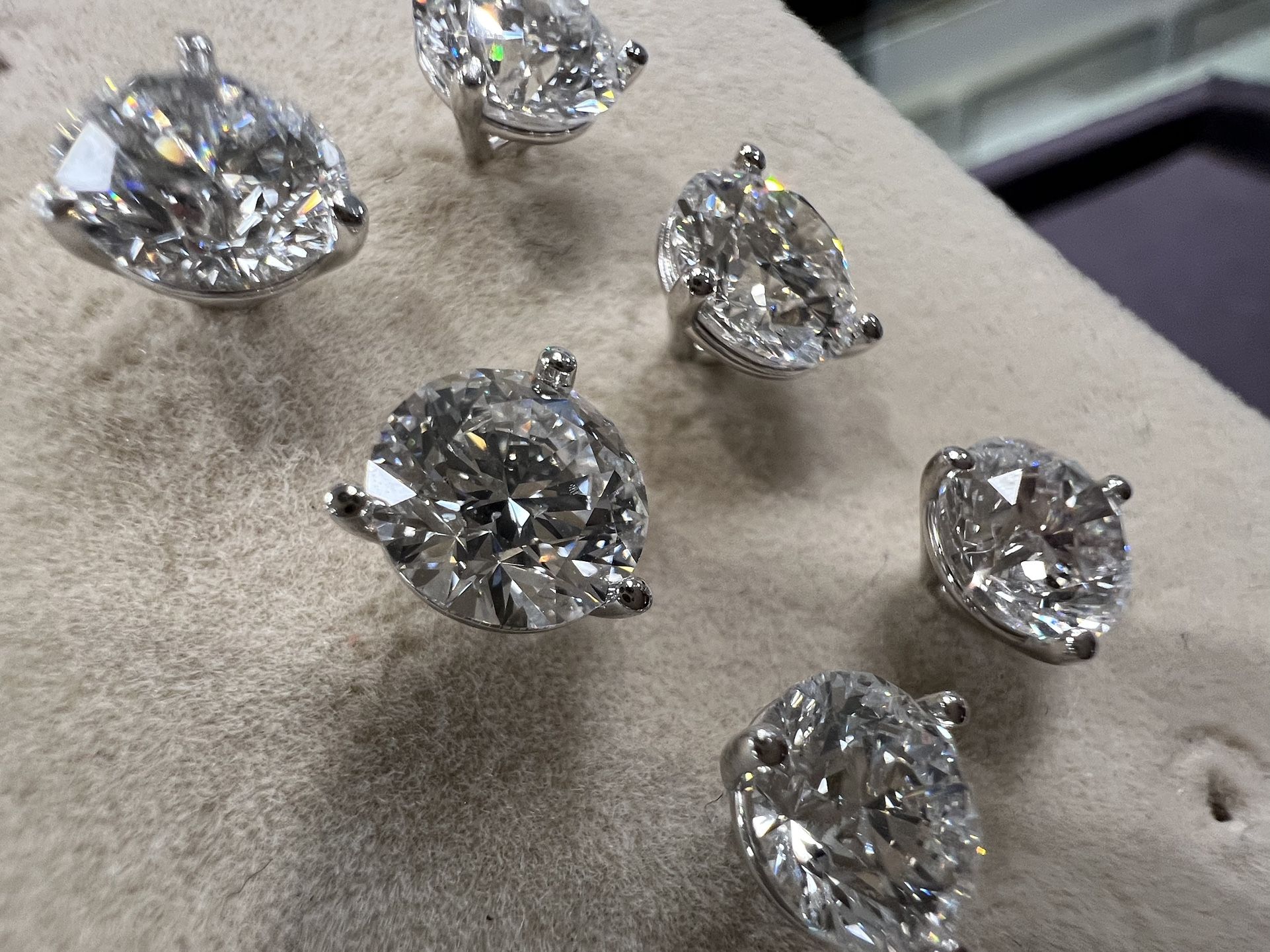 1.0 Carat Round Diamond, Custom Cut Earings