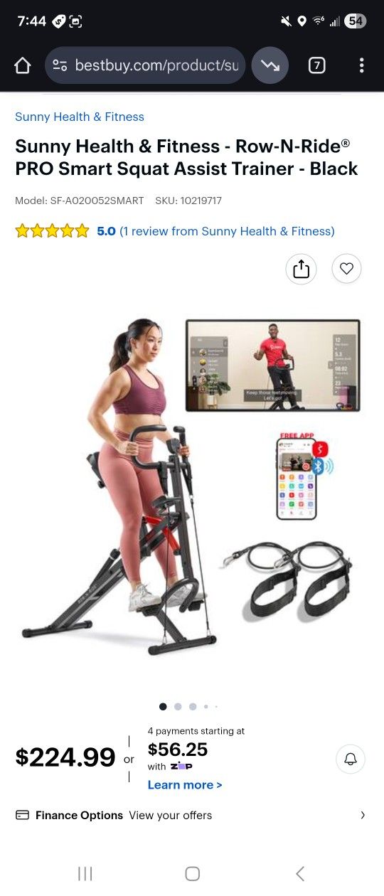 Sunny Health & Fitness
- Row-N-Ride® PRO Smart Squat Assist Trainer - Black