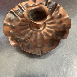 VINTAGE GREGORIAN COPPER CANDLE HOLDER 4 x 4 x 1  1/2 INCHES CANDLESTICK DECOR