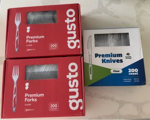 Premium Heavyweight Disposable Clear Plastic Forks and knives