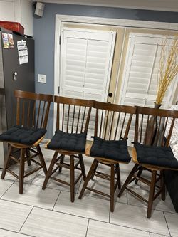 4 Sillas Que giran Madera Sólida Completas 