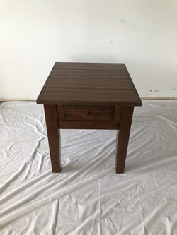 2x Wood End Tables with Drawer