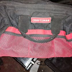 Craftsman Red And Black Canvas Tool Tote With Handles &Zipper