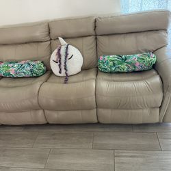 Leather Sofa And Doble Recliner 