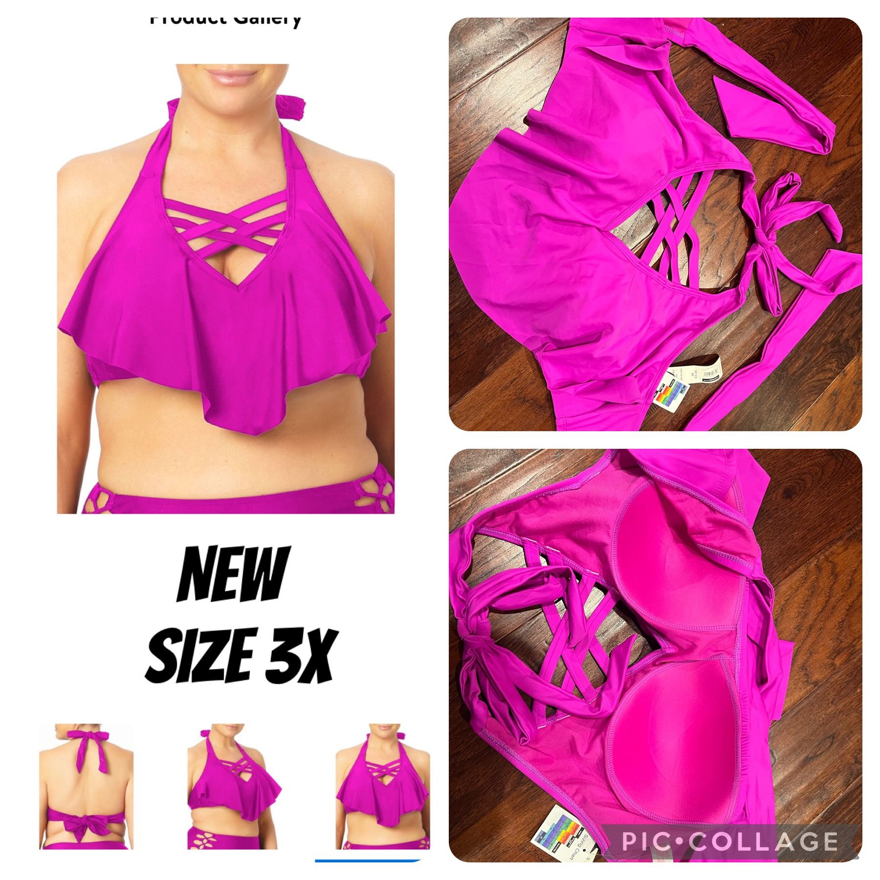 NEW 3X Pink Bikini Top