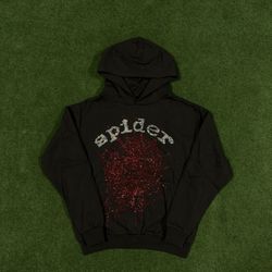 Sp5der “Red Rhinestone” Hoodie 