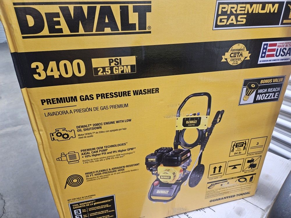 New Dewalt 3400psi Power Washer