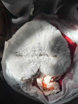 Gray Furry Heart Shaped Purse