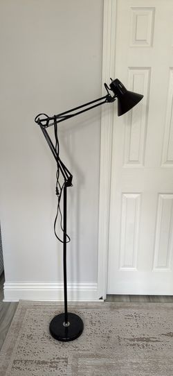 Black swing arm architect floor lamp
