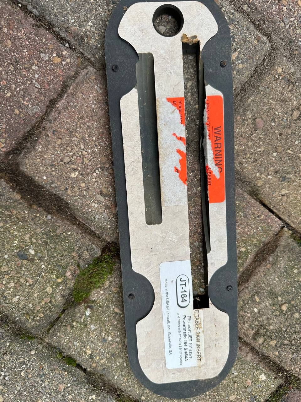 JT-164 Leecraft Zero-Clearance Table Saw Insert 12-1/2″ x 3-9/16″