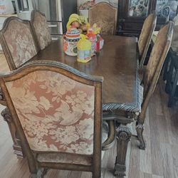 Antique Wood Dining Table And Chairs