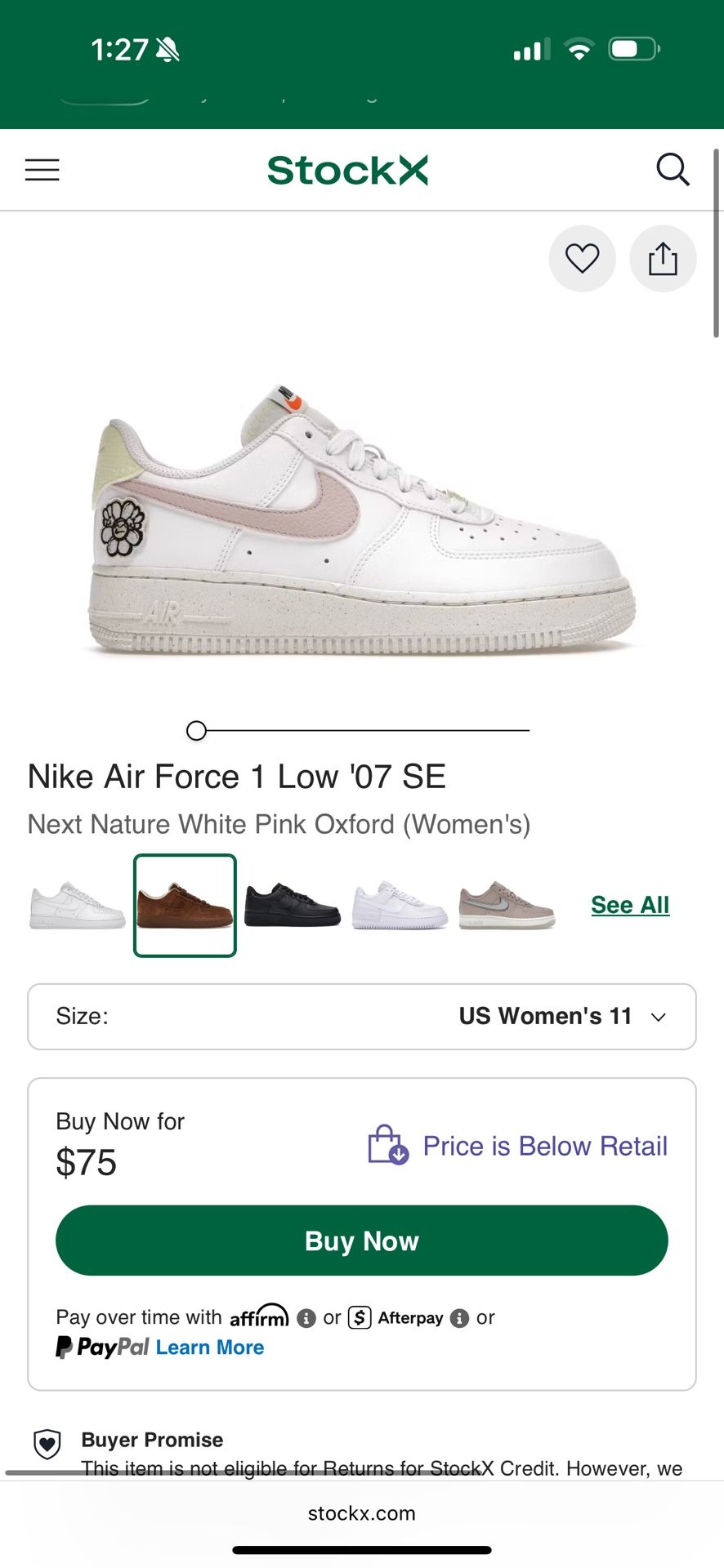 Size 11 Nike Air Force 1 Flower Power