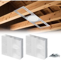 48 Pack New Construction Mounting Plate Round Hole 3" 4" 6" Galvanized Flat Steel Rough-in Fixture Wafer Light Bracket Led Recessed with Screw Accesso