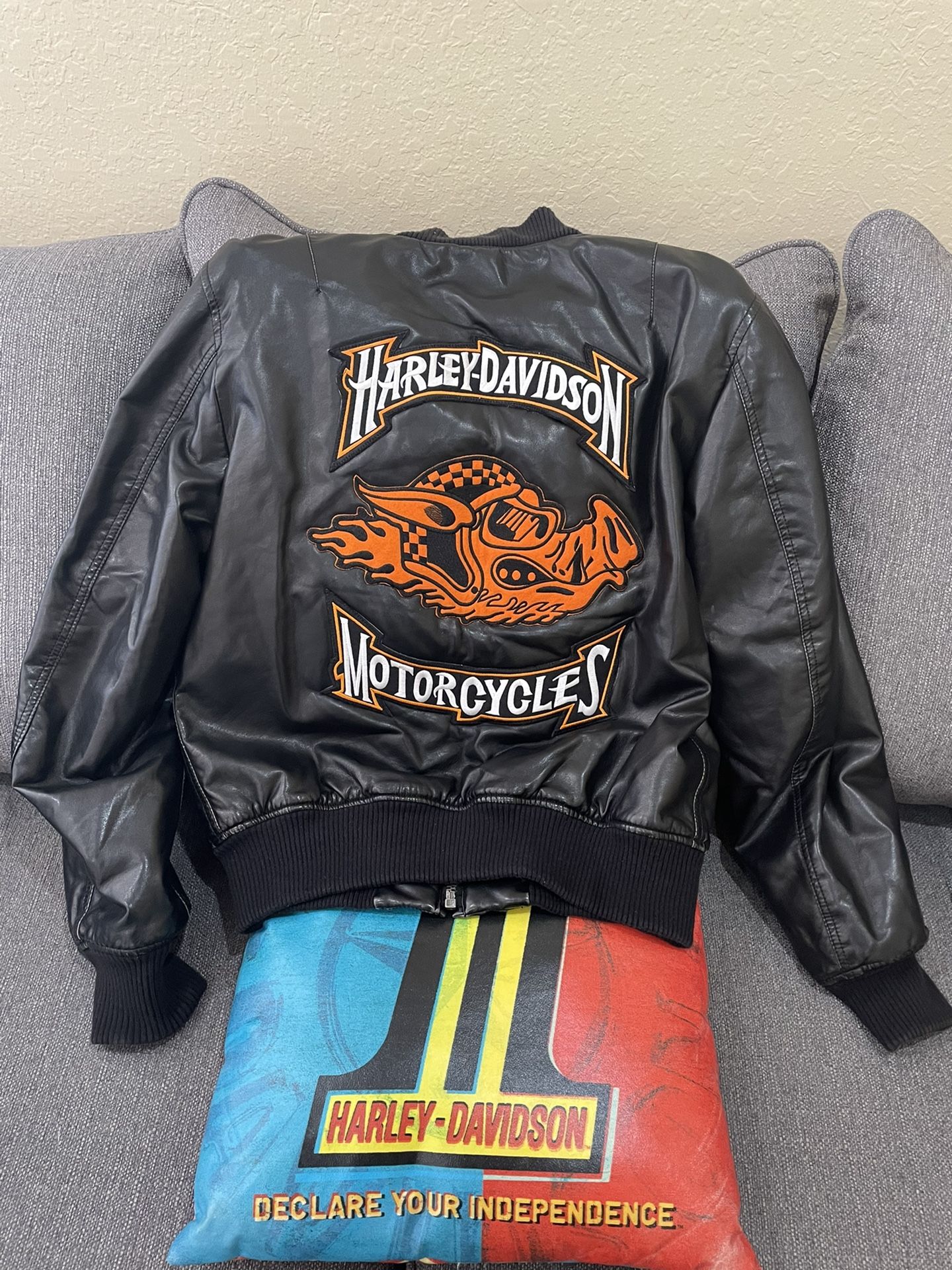 Bomber Jacket With Harley Davidson Patches
