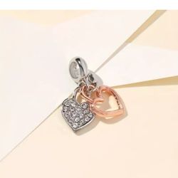 x1 Alloy Heart Silver Gray Golden Love Charm DIY Jewelry New