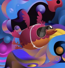 Bubblegum Drippy Birdz Framed Art 8”x8” Thumbnail