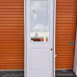 32" X 96" Full Mini Blind 8' Prehung Exterior Fiberglass Door - Left Hand Outswing