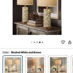 OYEARS 22'' Table Lamp Set of 2 for Living Room,Farmhouse Lamp for for Bedroom,Vintage Retro Bedside Lamps with USB Ports Linen Shade for Home Office 