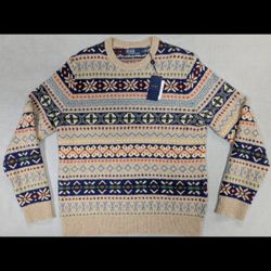Polo Ralph Lauren Olah Creme Multicolored Sweater Size XL 