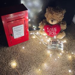 String Light, Heart Stuffed Bear, And Love Postbox