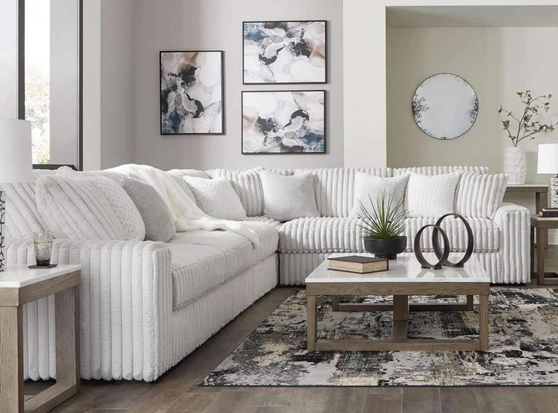 White Corduroy Sectional/Couch