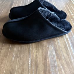 Kirkland Signature Men’s Shearling Clog Slippers Black Size 11 Genuine Sheepskin