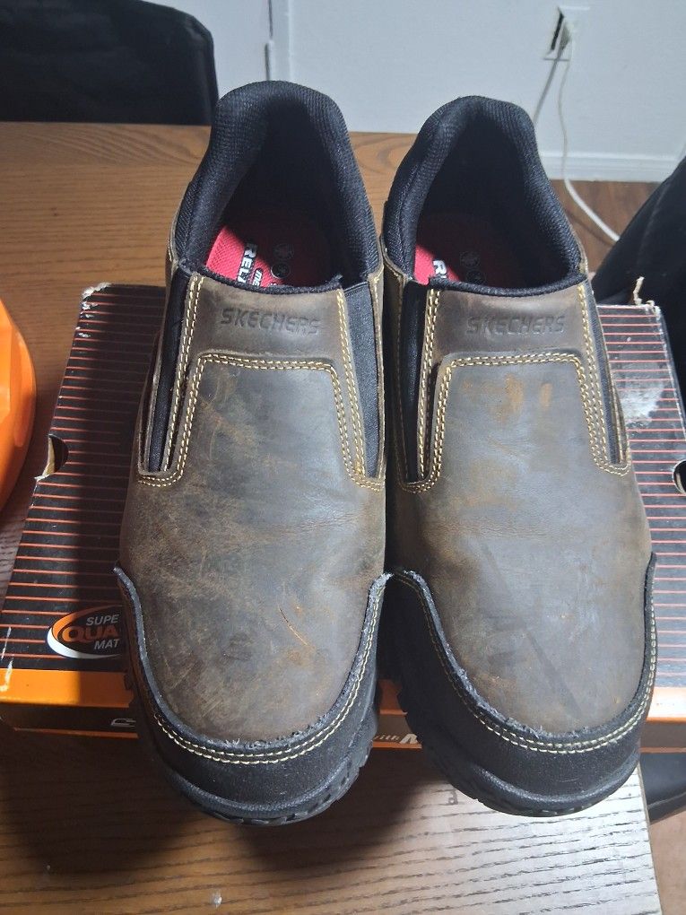 Skechers Memory Foam Steel Toe Mens Work Boots Brand New In Box