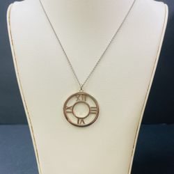 Vintage 18K Tiffany & Co W/G Large Atlas Pendant 35mm w/18” O Link Necklace