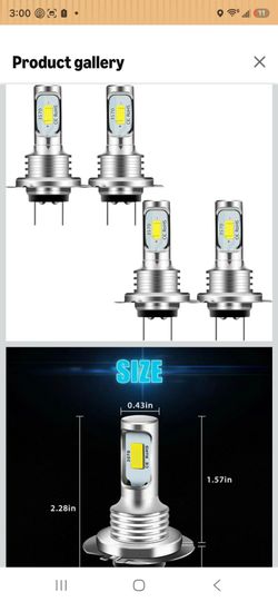 H7 LED Headlight Bulb (4-Pack) H7 80W 3570 2SMD 6000K High Bright Decoding Light Car LED Fog Light Motorcycle Light for Car Motorcycle