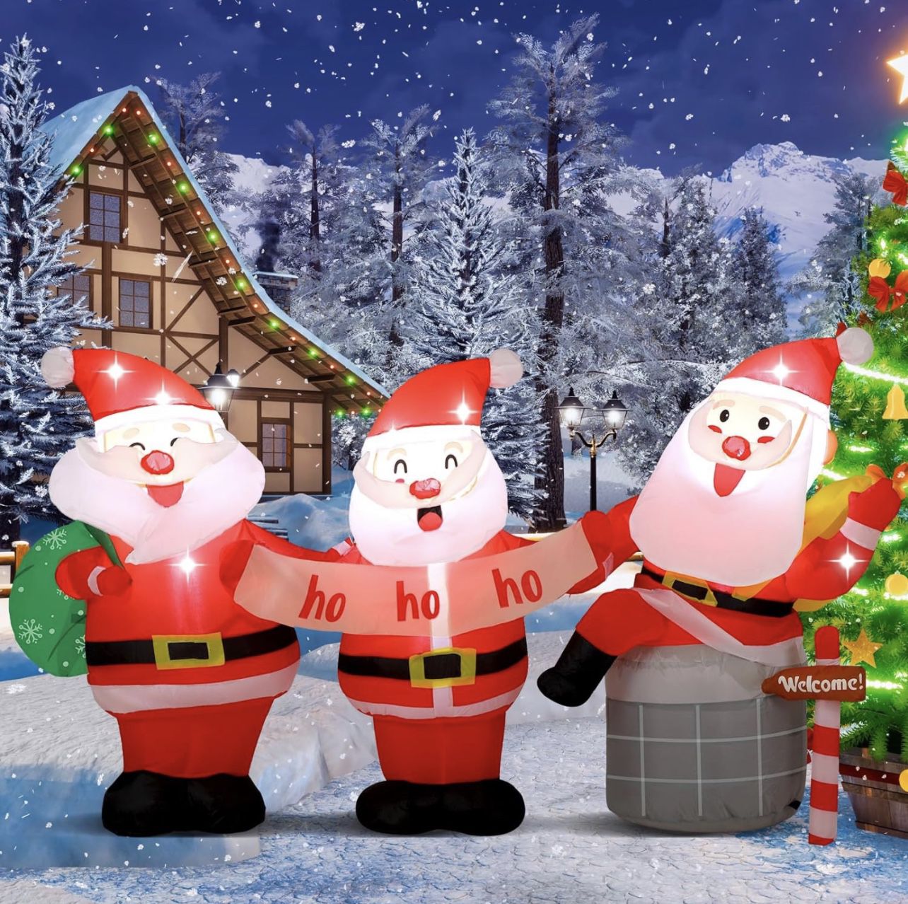 7 ft Long Merry Christmas Inflatables Lighted Santa Claus Christmas Outdoor Decorations Christmas Blow up Yard Decorations Built in LED Lights for Xma