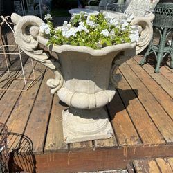 Pair Of Heavy Concrete Planter Urns