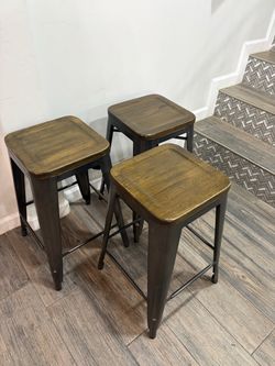 3 industrial style counter/bar stools