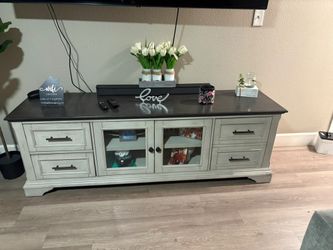 White stand TVor living room unit