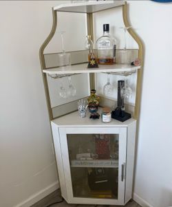 Corner Bar Cabinet with Wine Glass Rack