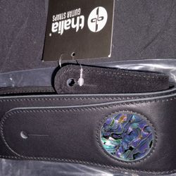 Leather Guitar Strap With Shell Inlay