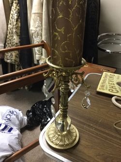 Brass and Christal candle,antique,Green Bay,wis