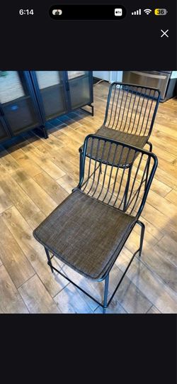 Set Of Two Counter Height Metal Barstools