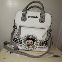 BETTY BOOP PURSE NEW!!MED SIZE  Faux Leather. See All My Ads!!BONE WHITE/TAUPE
