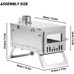 Titanium Wood Stove, Small-Size Portable Lightweight Titanium Stove for Hiking, Cooking, Heating (Stove Pipe 6.56ft / 2m)