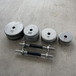 Weights 100LBs Total and Dumbbell Handles