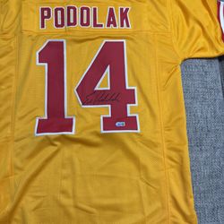 Ed Podolak Signed Autograph Custom Jersey-Beckett Coa- Kansas City Chiefs