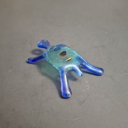 Small Fused Art Glass Turtle Sculpture Circa 1990's, Signed On Underside 3.25"L X 2"W X .75"H Mint Condition 