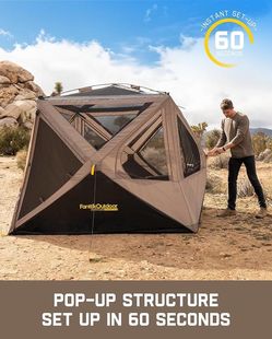 FanttikOutdoor Alpha C4 Ultra Camping Tent 4 Person Pop Up Instant Cabin Setup in 60 Seconds Portable Hub Tent with Rainfly & Windproof for Outdoor Ca