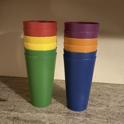 Kitchen Supplies Plastic Tumblers Large Drinking Cups Set Of 12