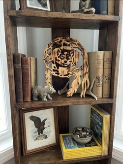 Handcrafted Wooden Wolf Dreamcatcher Wall Hanging Decor, Approx 10 in Wide