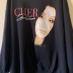 BLACK CHER graphic crewneck hoodie L