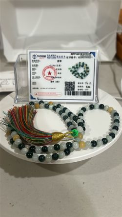 Certified Type A Jadeite 24” Beaded Necklace with Tassel