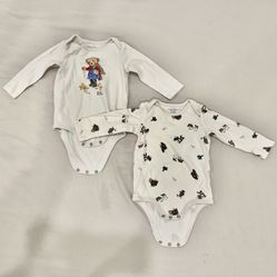 Polo Ralph Lauren Babys Body Suit Bear 2 pieces set Beige Unisex 3-6 Months NWOT