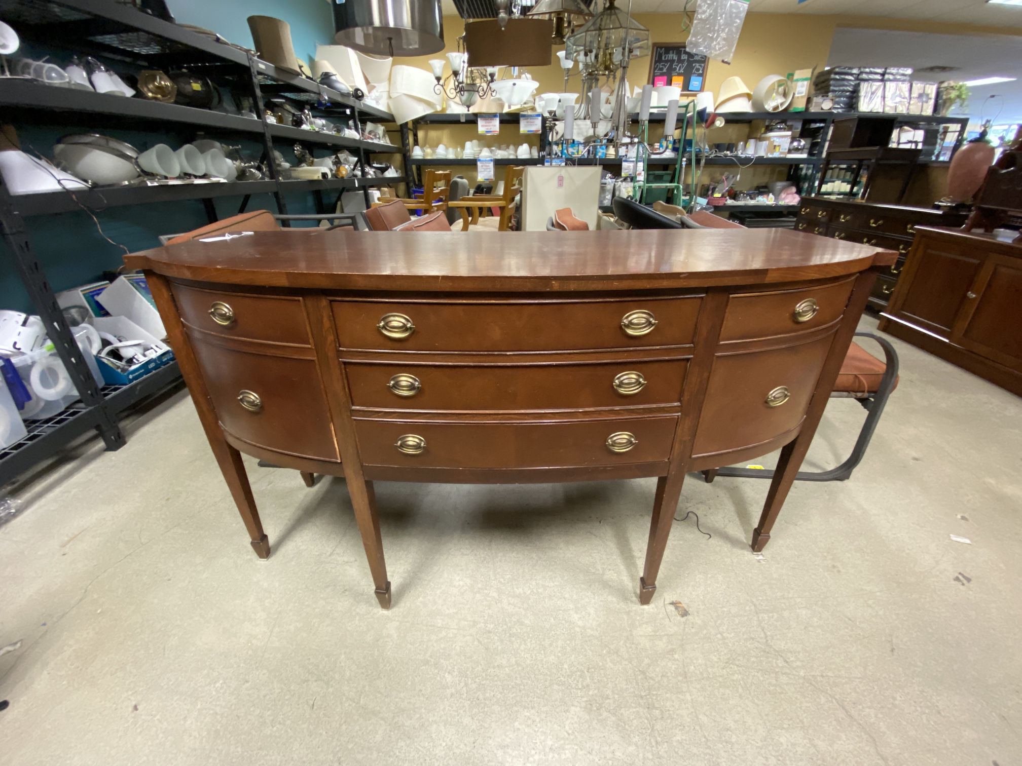DREXEL 3 Drawer Curved Sideboard Table